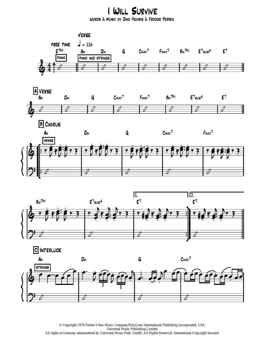 I Will Survive Piano scores gallery preview page 1