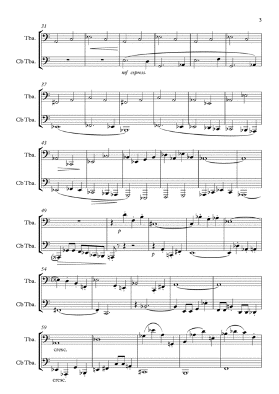 Dodecaphonium for Bass Tuba and Contrabass Tuba Brass Ensemble scores gallery preview page 3