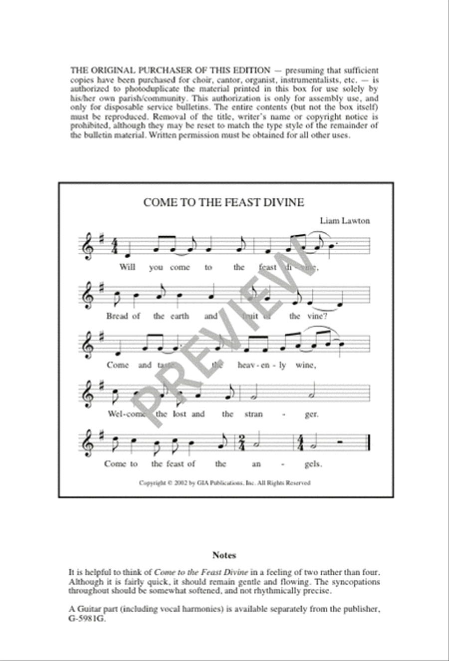 Come to the Feast Divine Come to the Feast Divine 4-Part scores gallery preview page 9