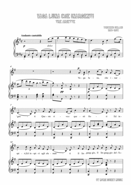 Bellini-Vaga luna che inargenti in G Major,for voice and piano image number null