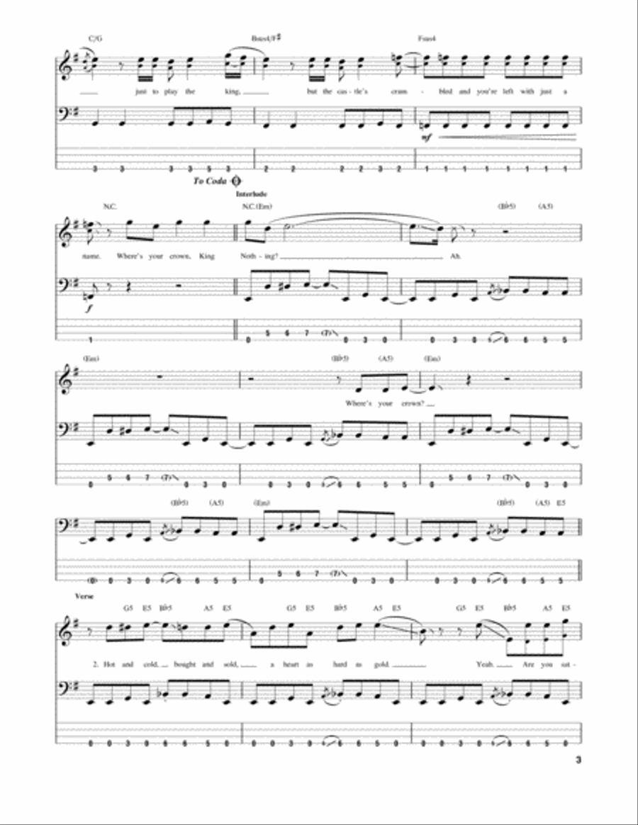 King Nothing Guitar Tablature scores gallery preview page 3