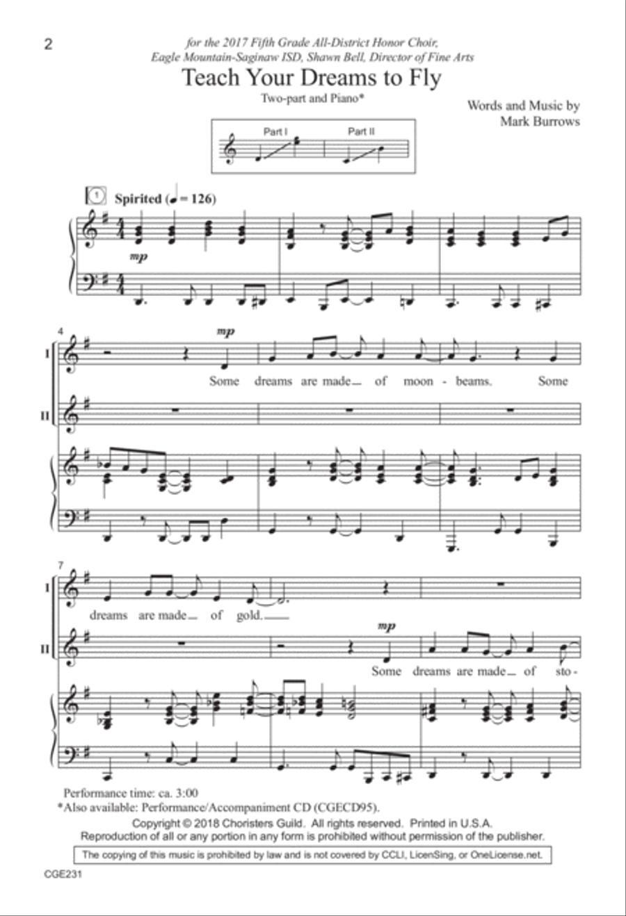 Teach Your Dreams to Fly (Two-part) 2-Part scores gallery preview page 2