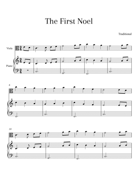 Traditional - The First Noel (Viola and Piano) image number null