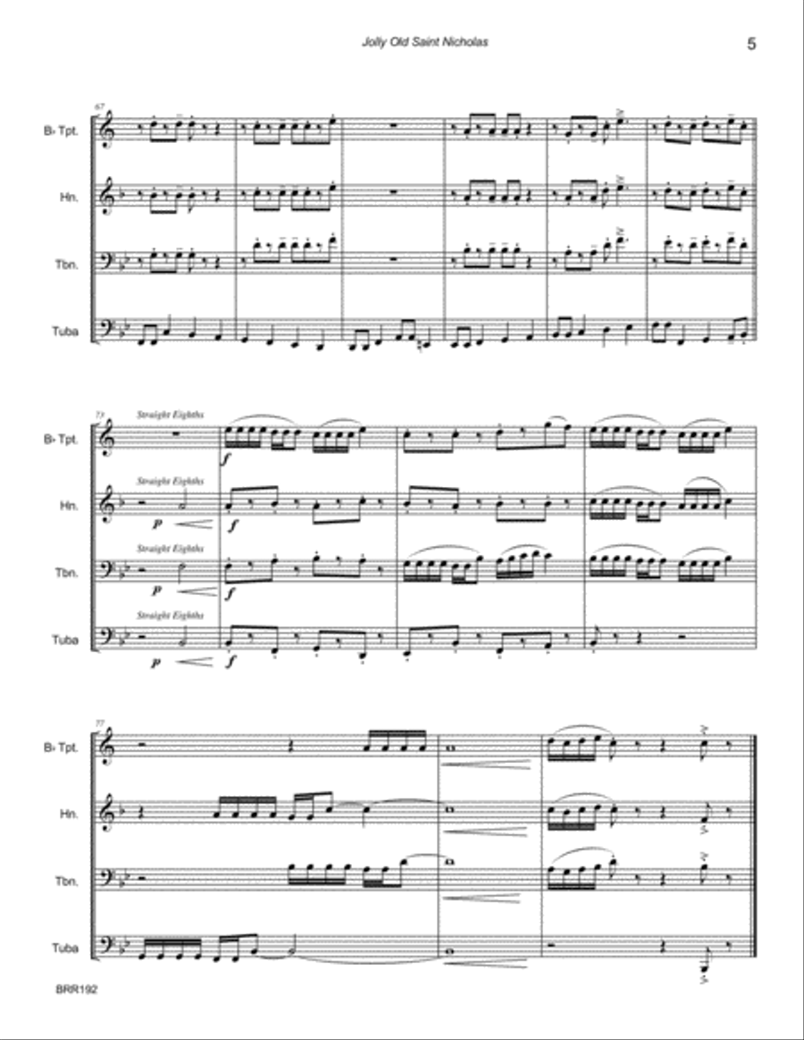 JOLLY OLD SAINT NICHOLAS for unaccompanied BRASS QUARTET Brass Quartet scores gallery preview page 5