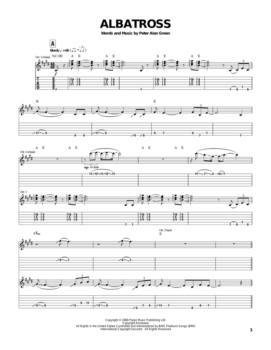 Albatross Albatross Electric Guitar scores gallery preview page 1