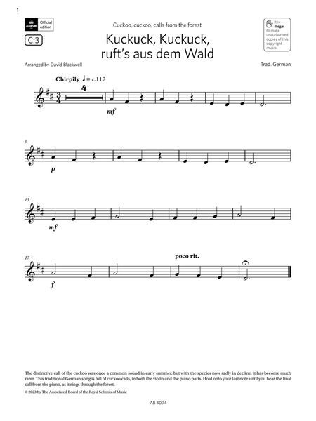 Kuckuck, Kuckuck, ruft's aus dem Wald (Grade Initial, C3, from the ABRSM Violin Syllabus from 2024)