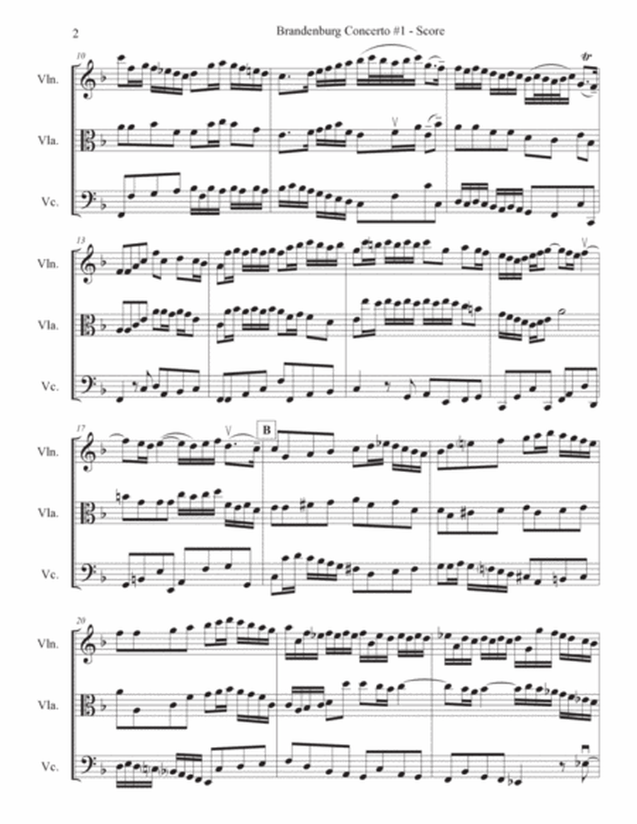 Brandenburg Concerto #1, 1st. Mvt. for String Trio image number null