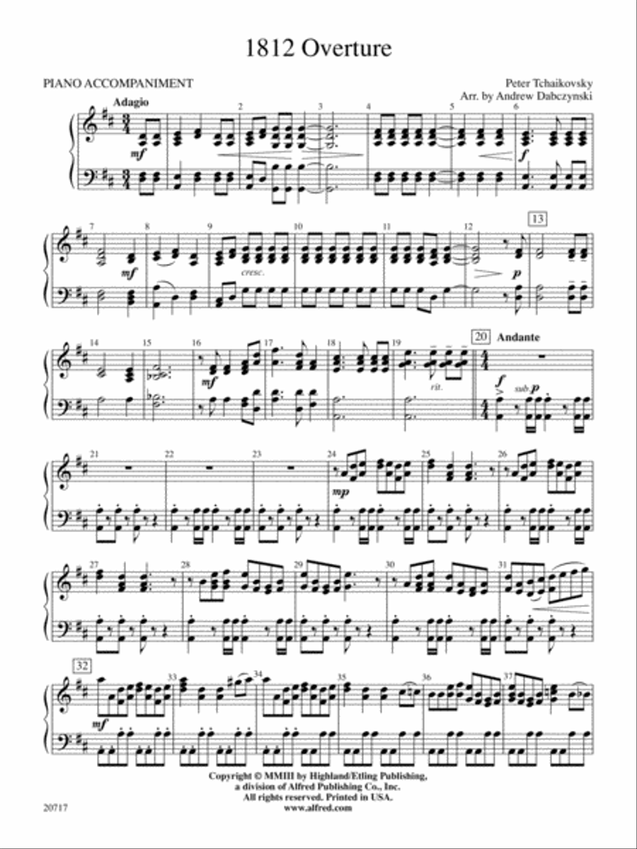 1812 Overture: Piano Accompaniment Orchestra scores gallery preview page 1