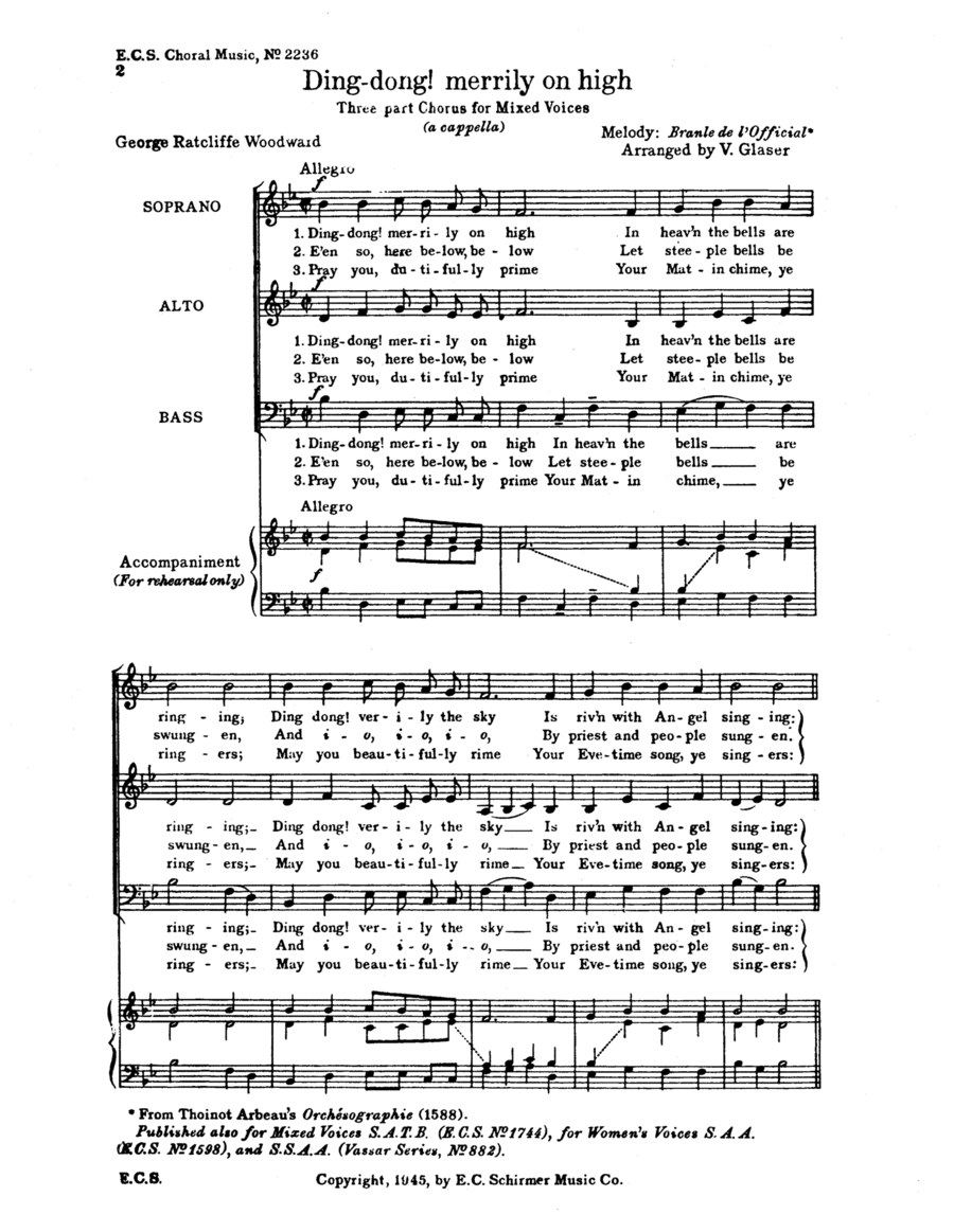 Ding-Dong! Merrily on High 3-Part scores gallery preview page 1