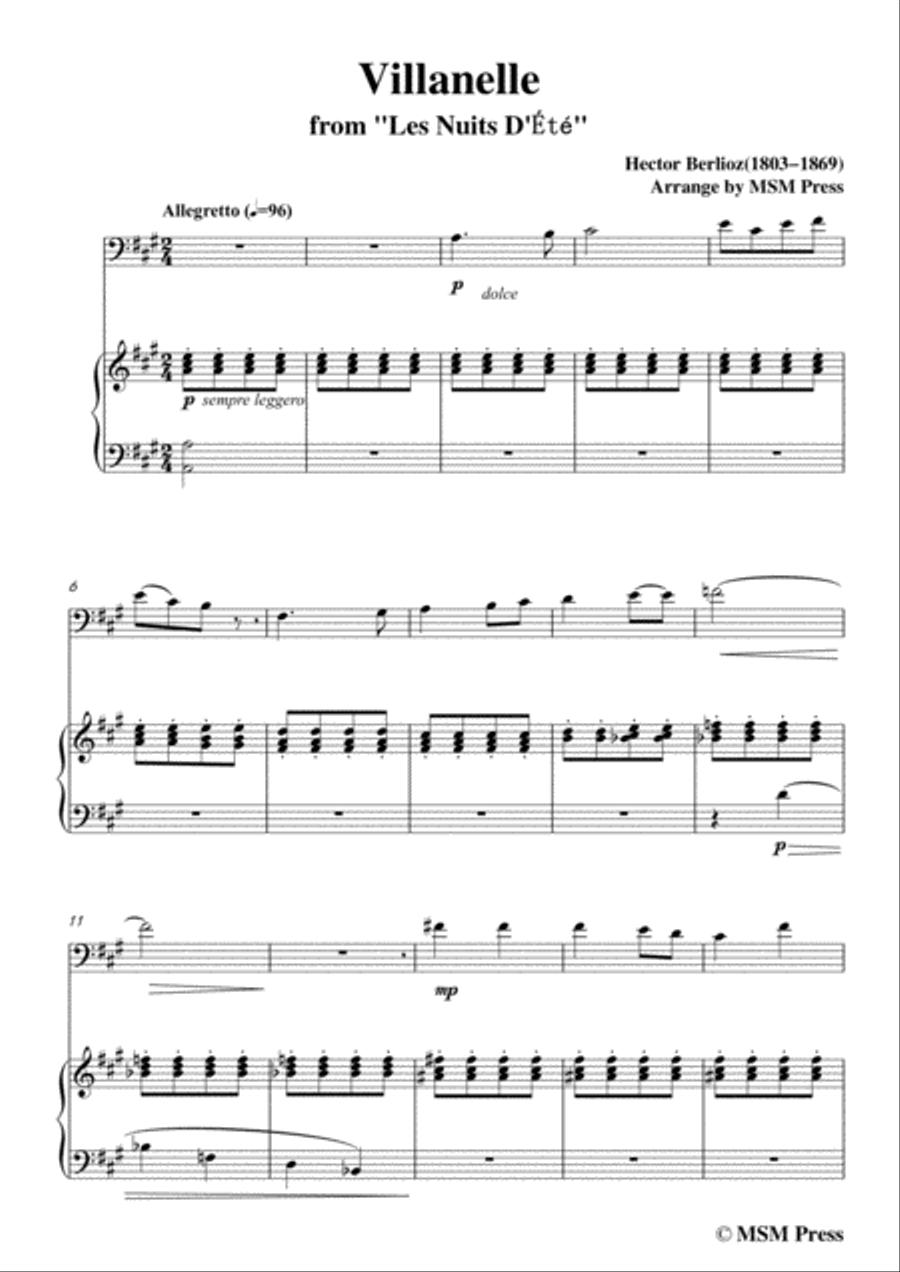 Berlioz-Villanelle,for Cello and Piano Voice scores gallery preview page 3