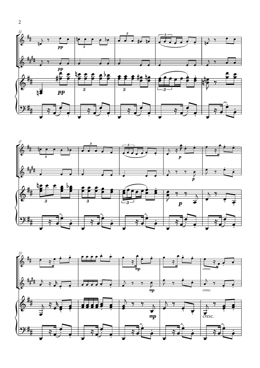 Habanera (from Carmen) (for Oboe, Trumpet and Piano) Trumpet Duet scores gallery preview page 2