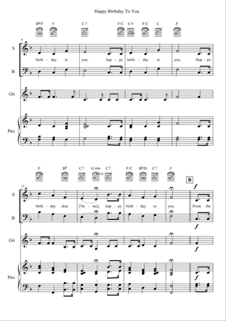 Happy Birthday To You Unison Choir scores gallery preview page 2