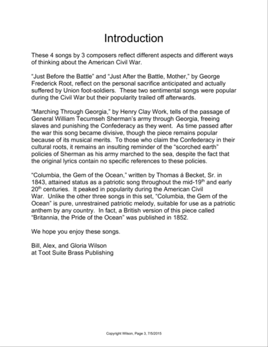 Four Songs of the Civil War Brass Quintet scores gallery preview page 3