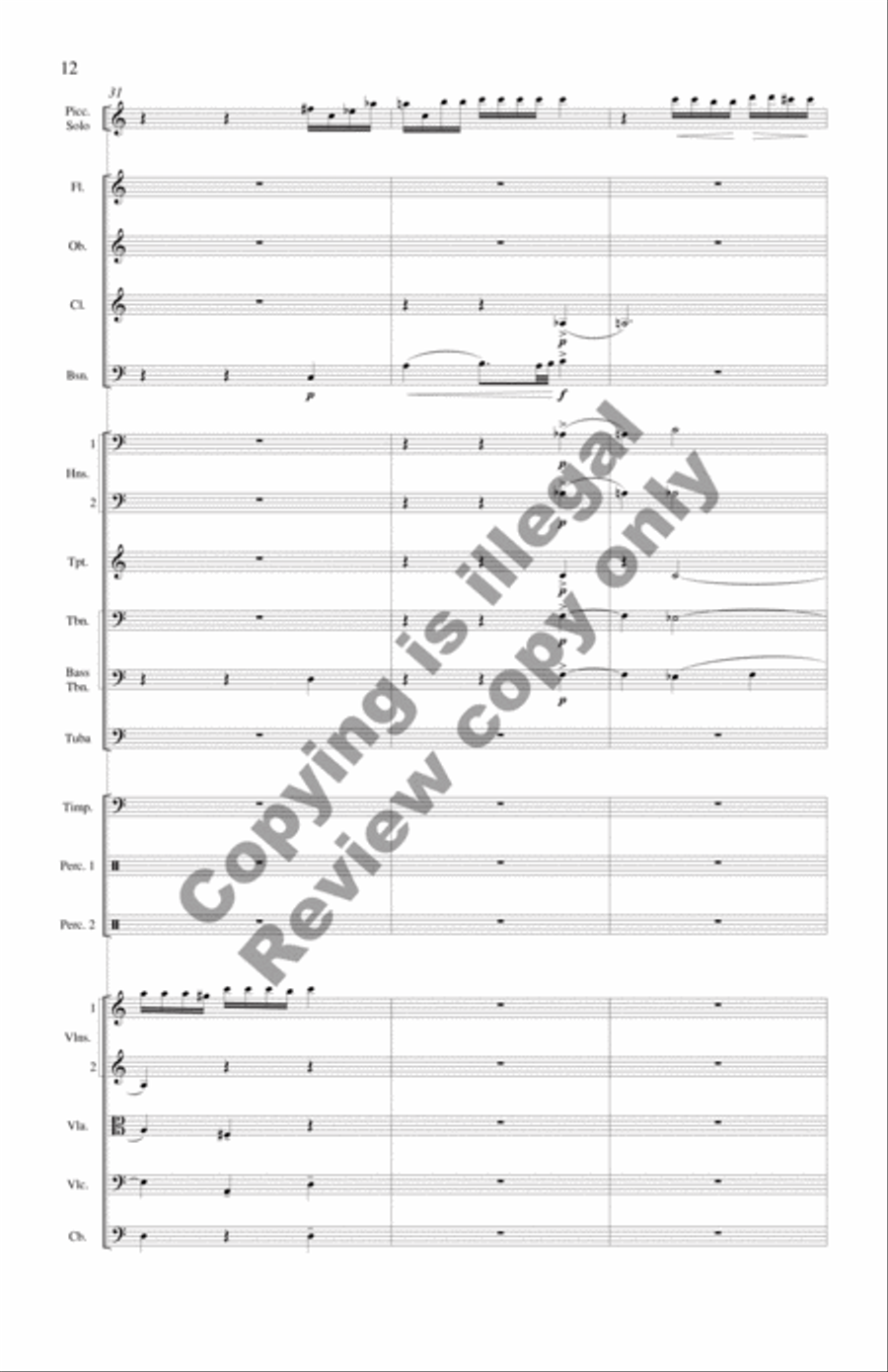 Concerto for Piccolo Solo and Chamber Orchestra (Additional Full Score) Chamber Orchestra scores gallery preview page 13