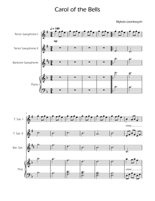Carol of the Bells - Sax Trio w/ Piano