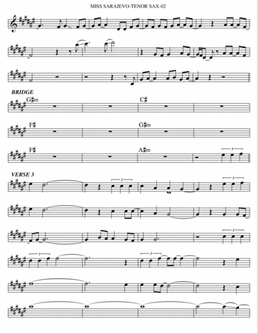 Miss Sarajevo Tenor Saxophone scores gallery preview page 2