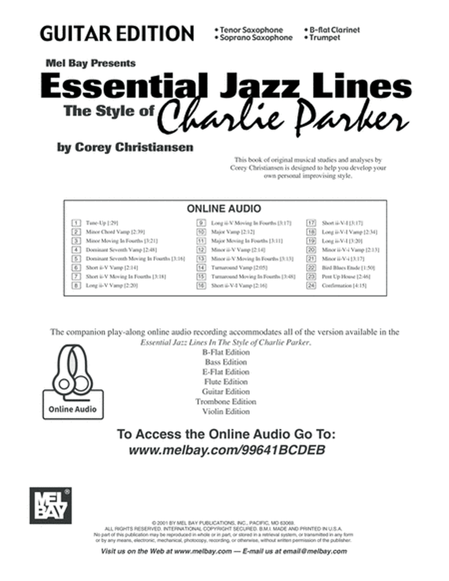 Essential Jazz Lines: The Style of Charlie Parker, Guitar Edition image number null
