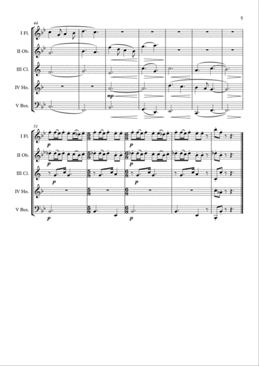 Peter Pan Woodwind Quintet scores gallery preview page 6