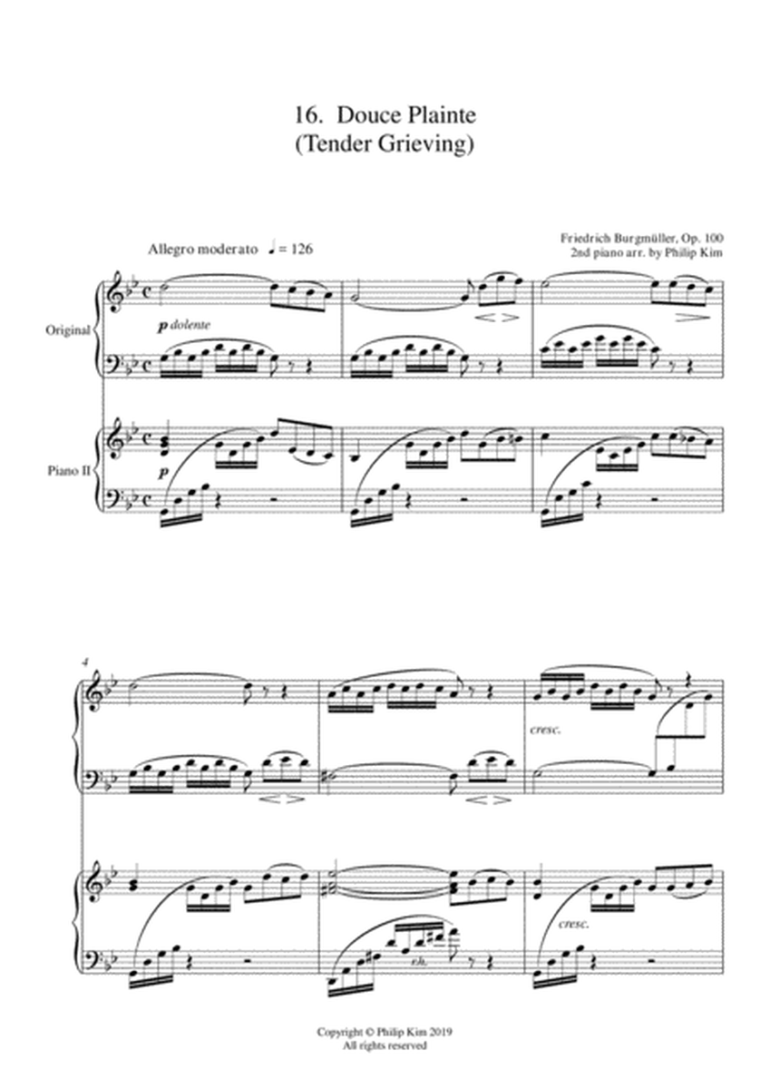 16. Douce Plainte (Tender Grieving) 25 Progressive Studies Opus 100 for 2 pianos Friedrich Burgm