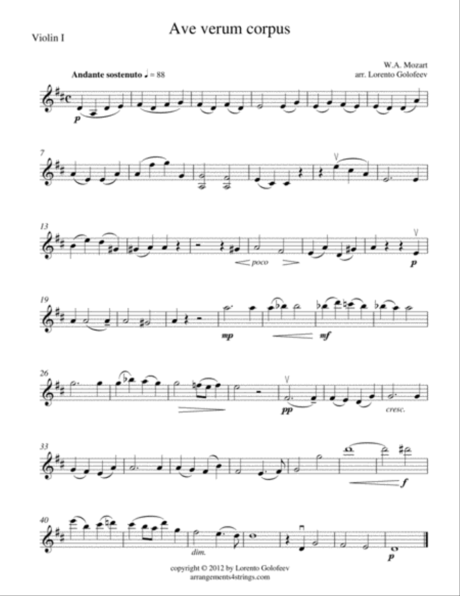 Ave Verum Corpus String Quartet scores gallery preview page 1