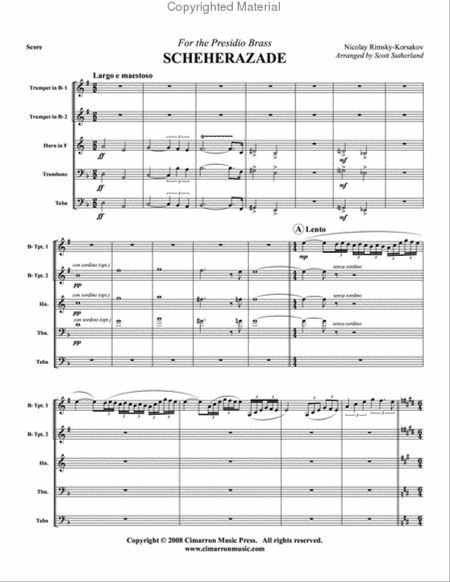 Scheherazade Scheherazade Brass Quintet scores gallery preview page 2