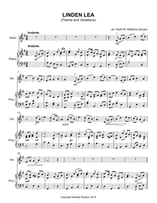 Variations on the Folk Tune "Linden Lea" for solo violin and piano