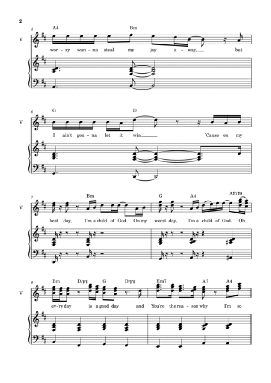 I'm So Blessed Piano, Vocal, Guitar scores gallery preview page 3