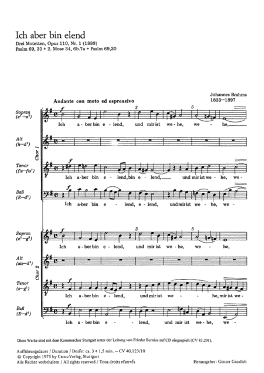 Ich aber bin elend; Ach, arme Welt Score scores gallery preview page 1