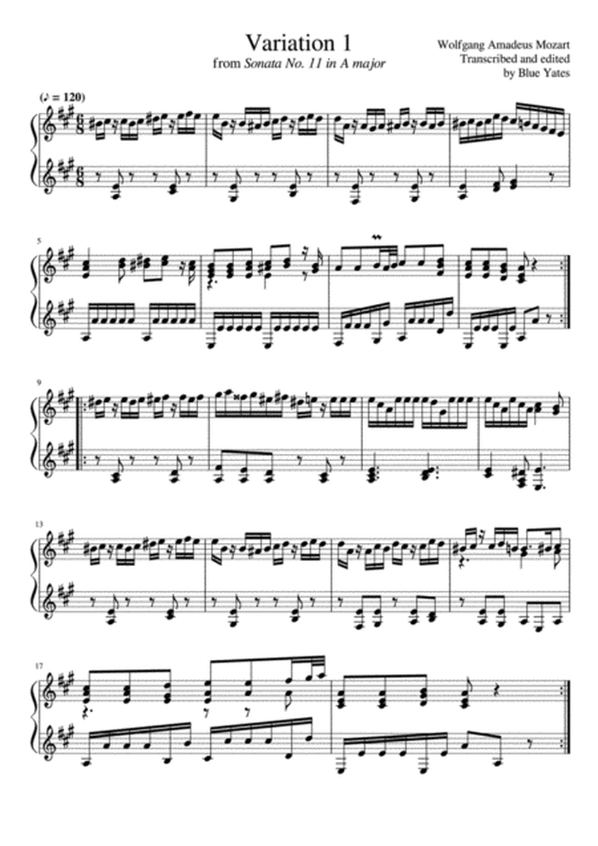 Variation 1 from 'Sonata No.11 in A' (Wolfgang Amadeus Mozart)