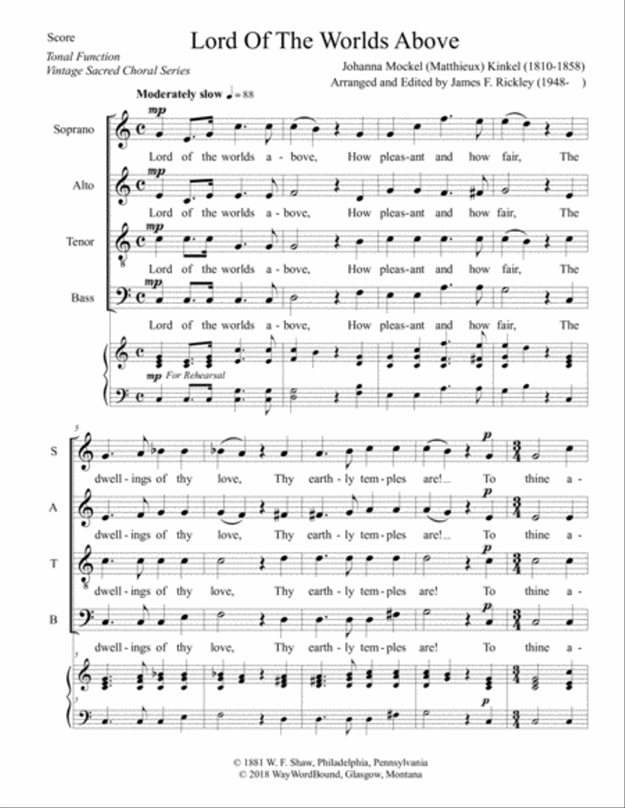 Lord Of The Worlds Above 4-Part scores gallery preview page 1