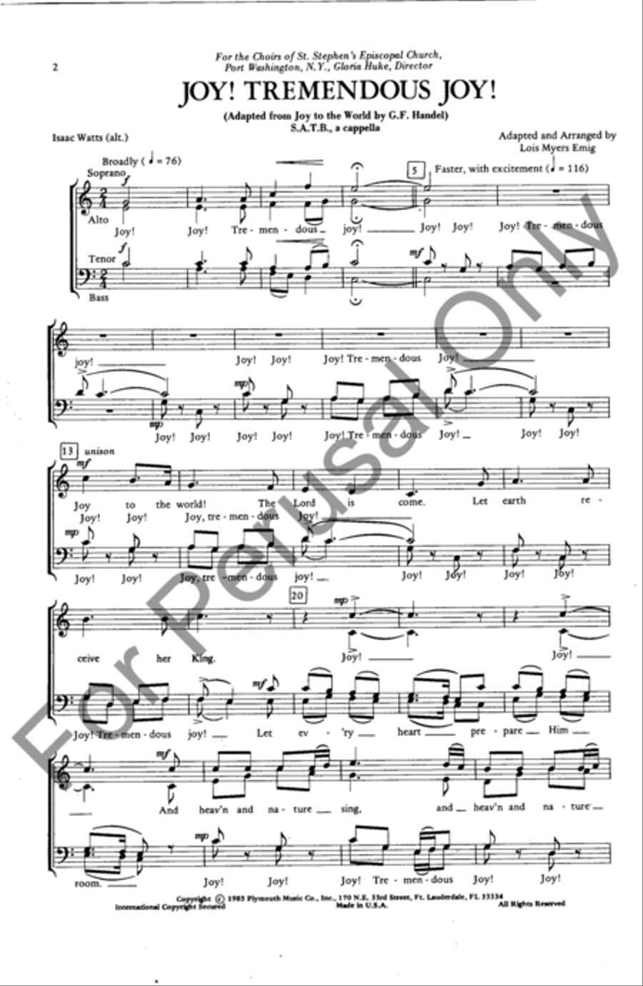 Joy! Tremendous Joy! 4-Part scores gallery preview page 2