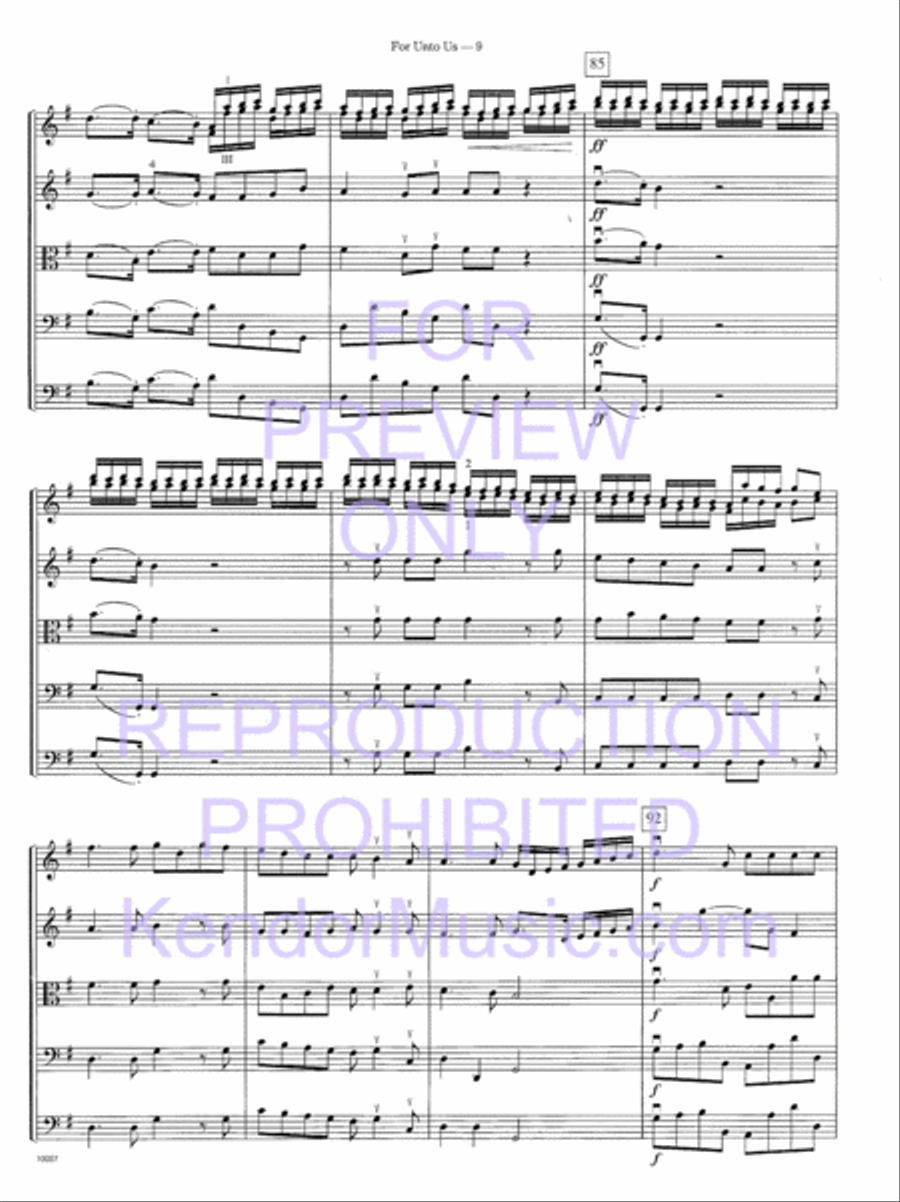 For Unto Us (from Messiah) String Orchestra scores gallery preview page 12