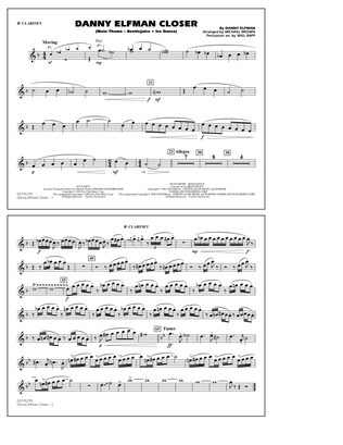 Danny Elfman Closer - Bb Clarinet