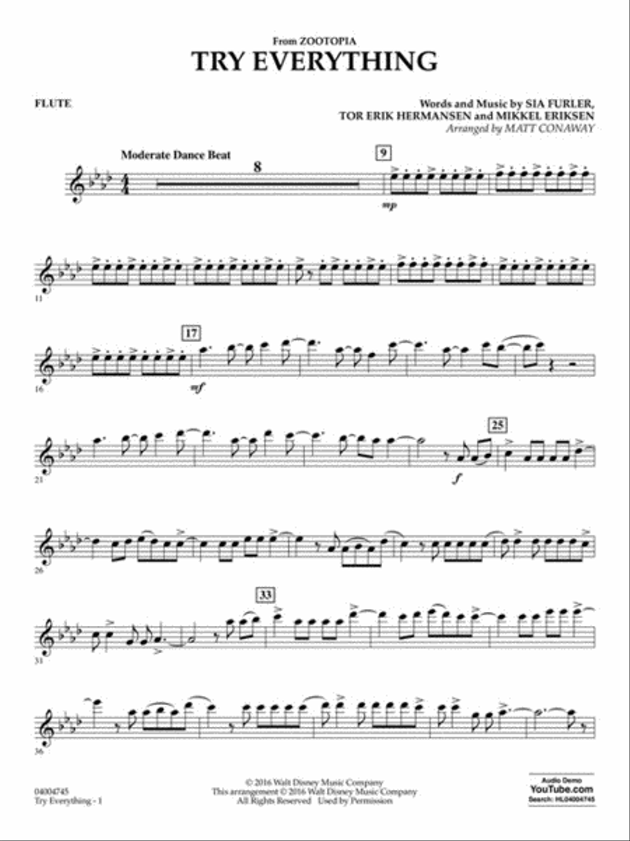 Try Everything (from Zootopia) Concert Band scores gallery preview page 4