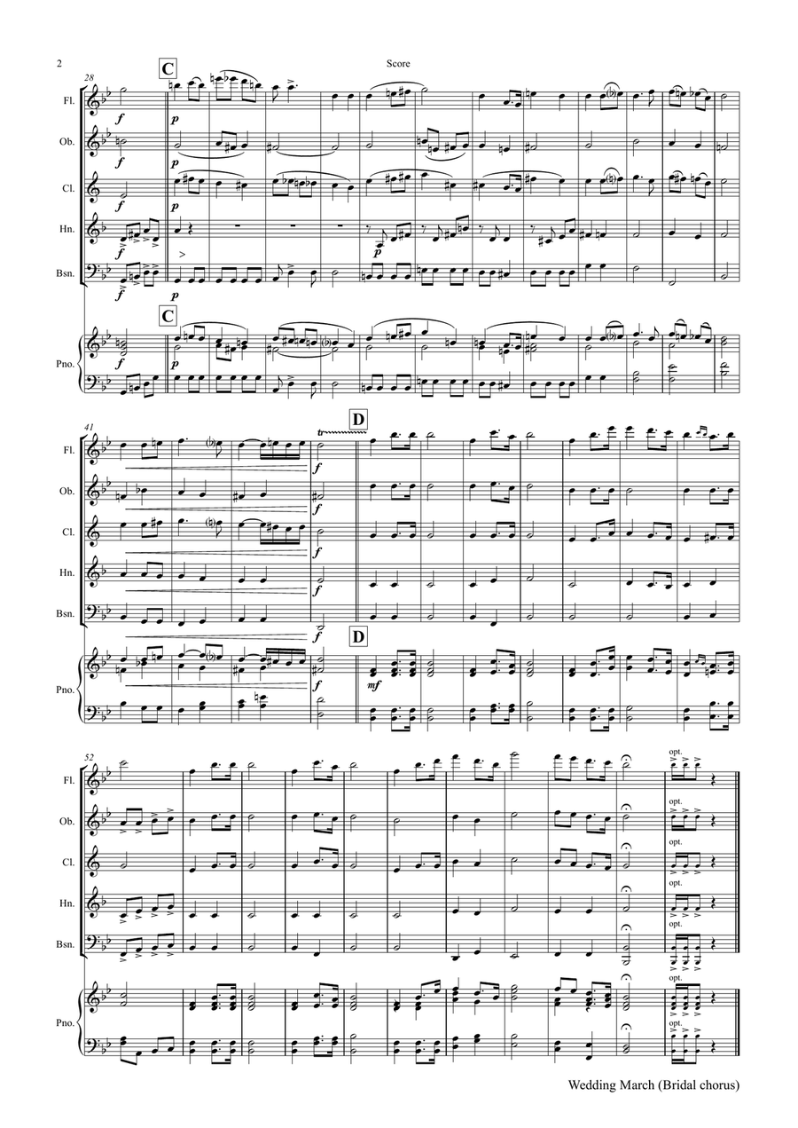 Wedding March - Bridal chorus Lohengrin - Wind Quintet Woodwind Quintet scores gallery preview page 2