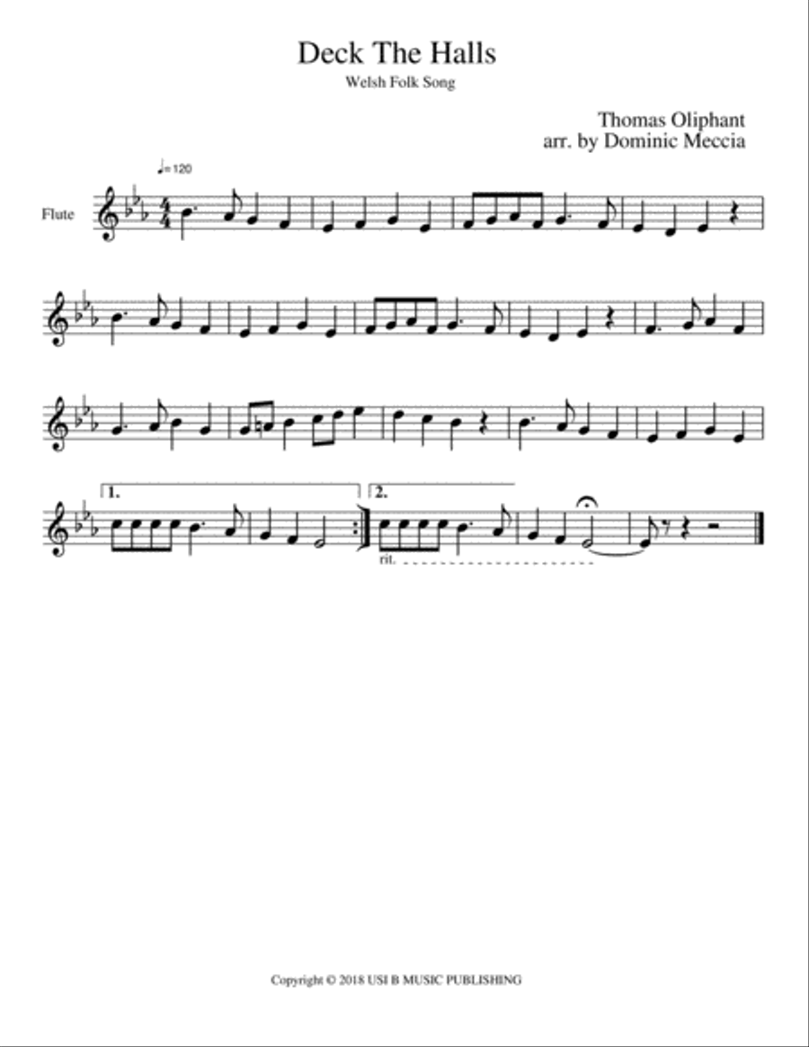 Deck The Halls Flute Solo scores gallery preview page 1