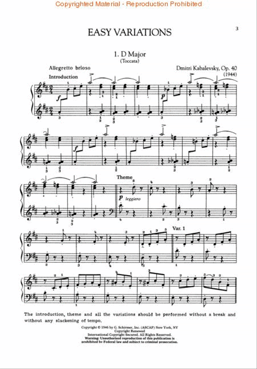 Easy Variations, Op. 40 Piano Solo scores gallery preview page 2
