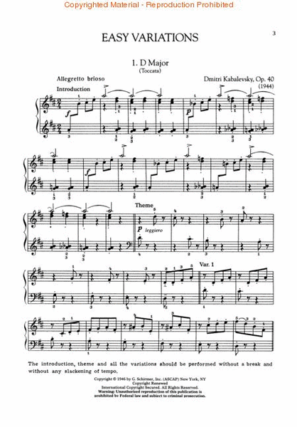 Easy Variations, Op. 40