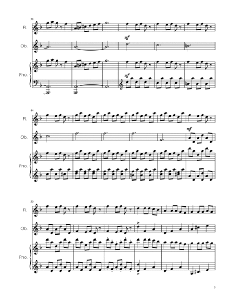Carol of the Bells - Flute and Oboe Duet w/ Piano Woodwind Duet scores gallery preview page 3