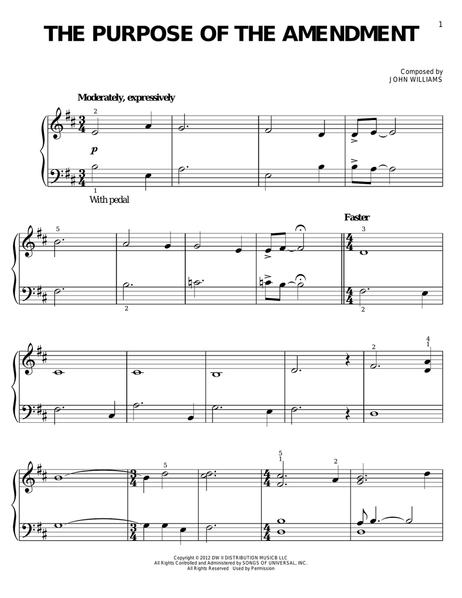 The Purpose Of The Amendment Easy Piano scores gallery preview page 1