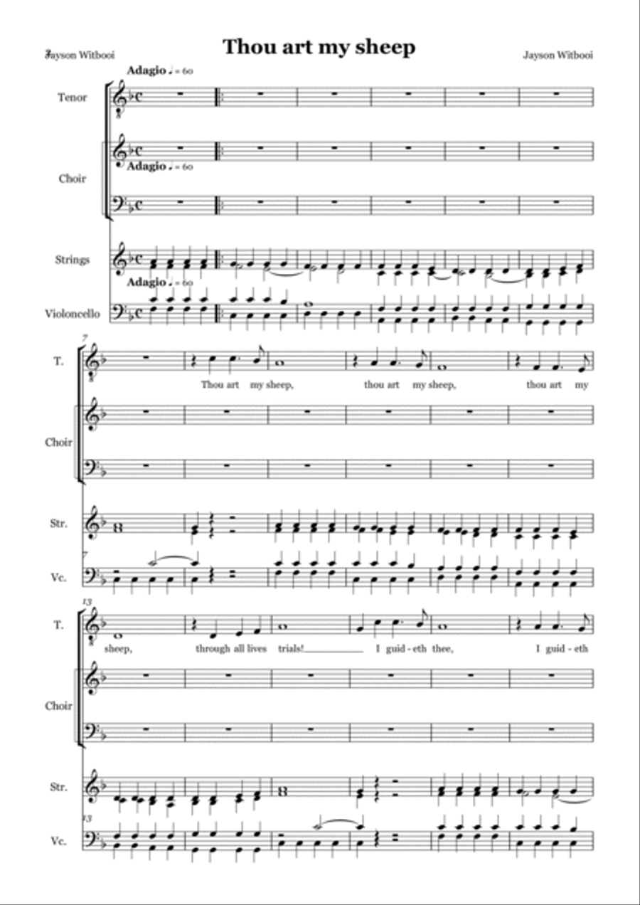 Cantata 1 mov 1 Thou art my sheep Choir scores gallery preview page 2