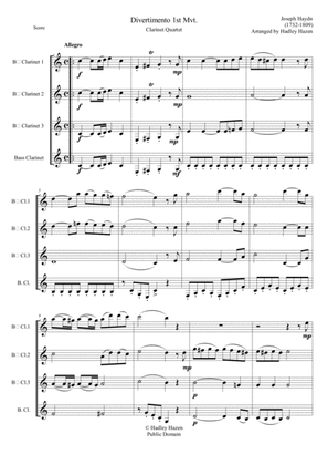 Divertimento Mtv. 1 in Bb for Clarinet Quartet