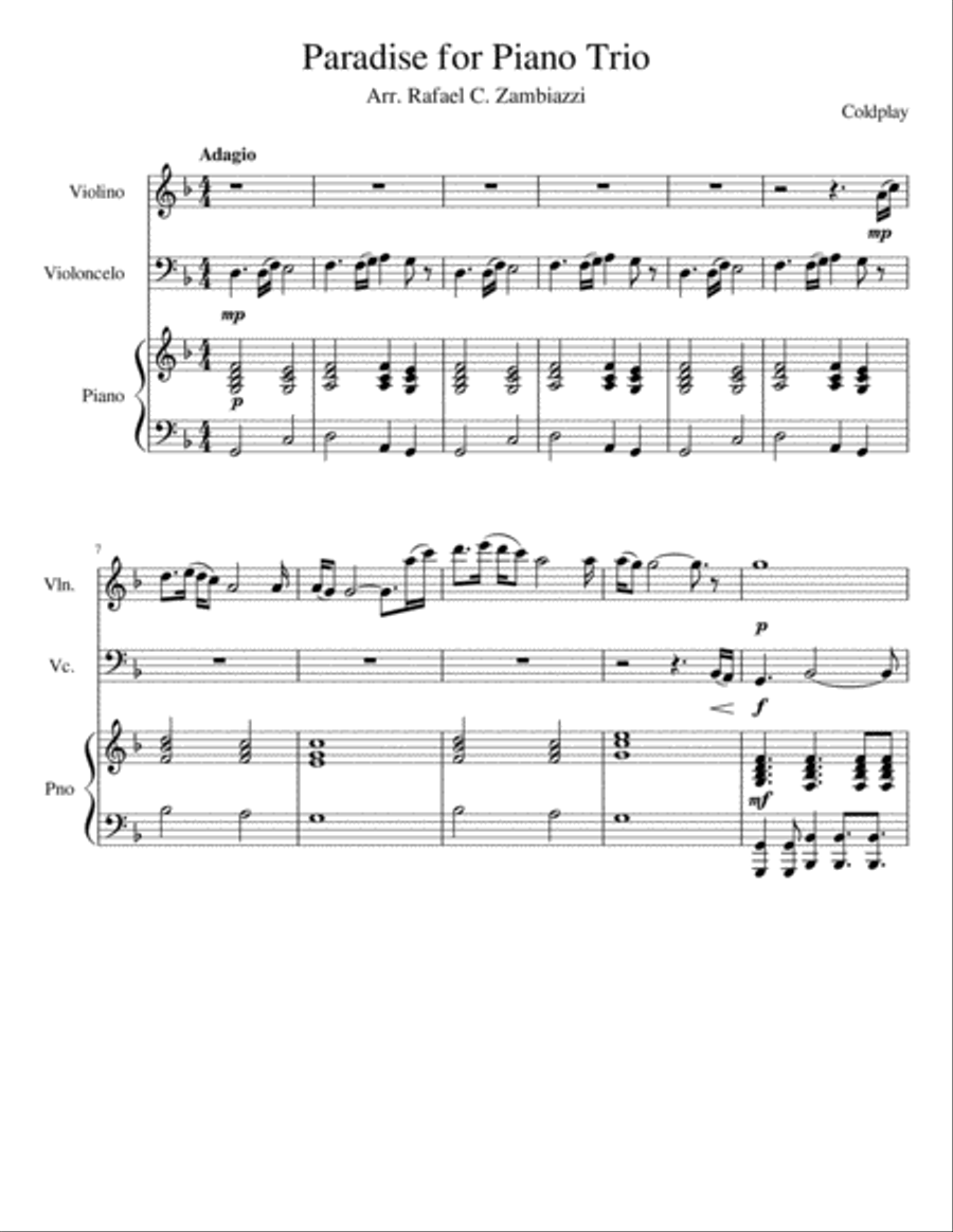 Paradise Paradise Piano Trio scores gallery preview page 1