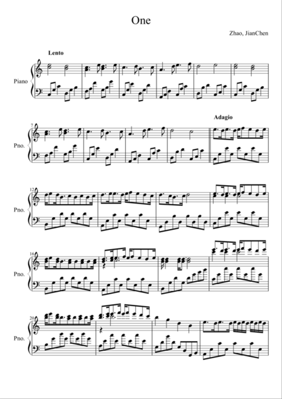 One Piano Solo scores gallery preview page 1