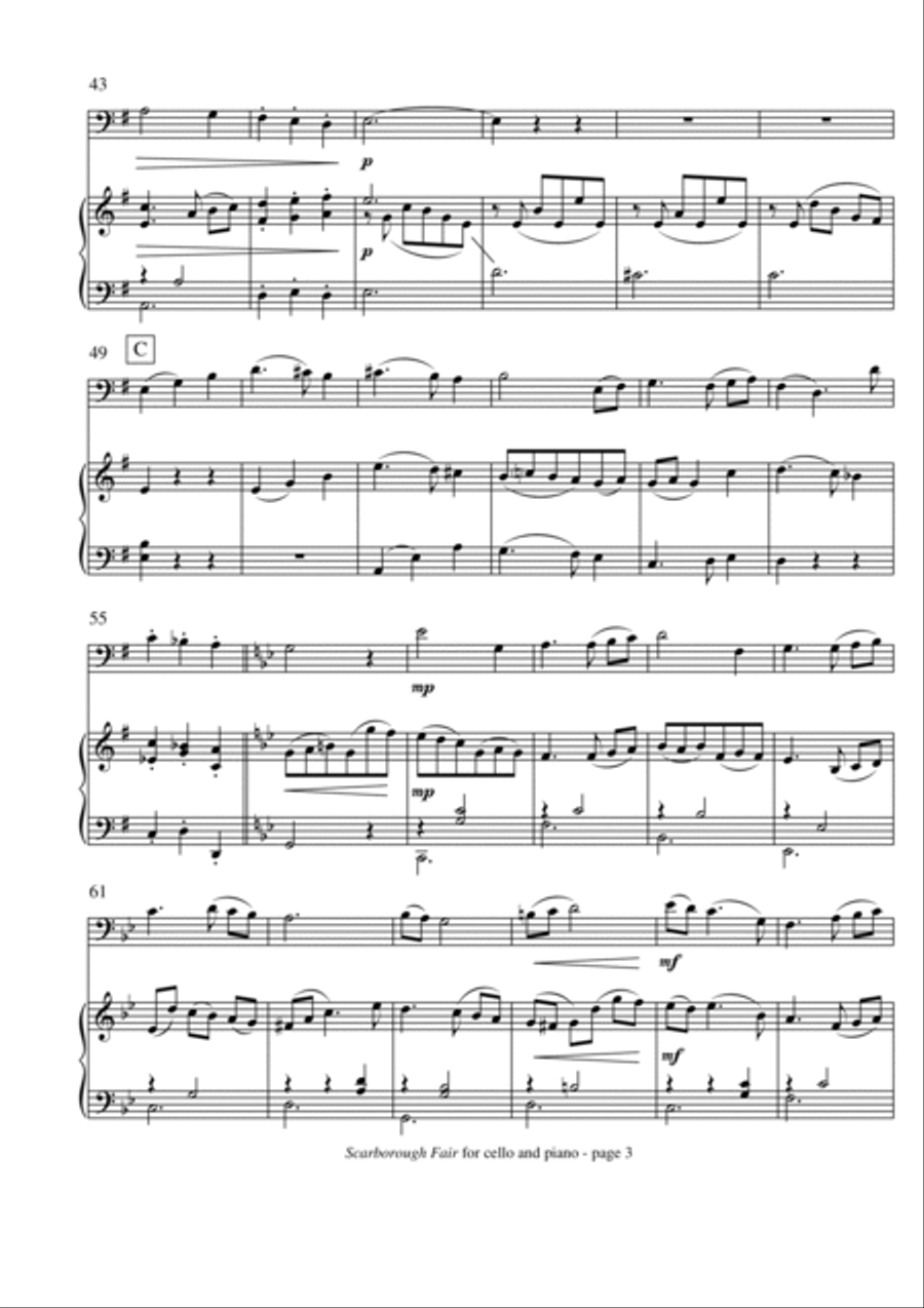 Scarborough Fair (for cello and piano) Piano scores gallery preview page 5