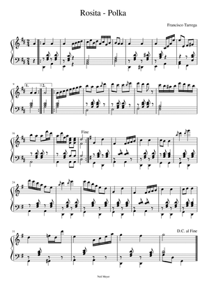 Rosita - Polka - Tarrega - For Piano
