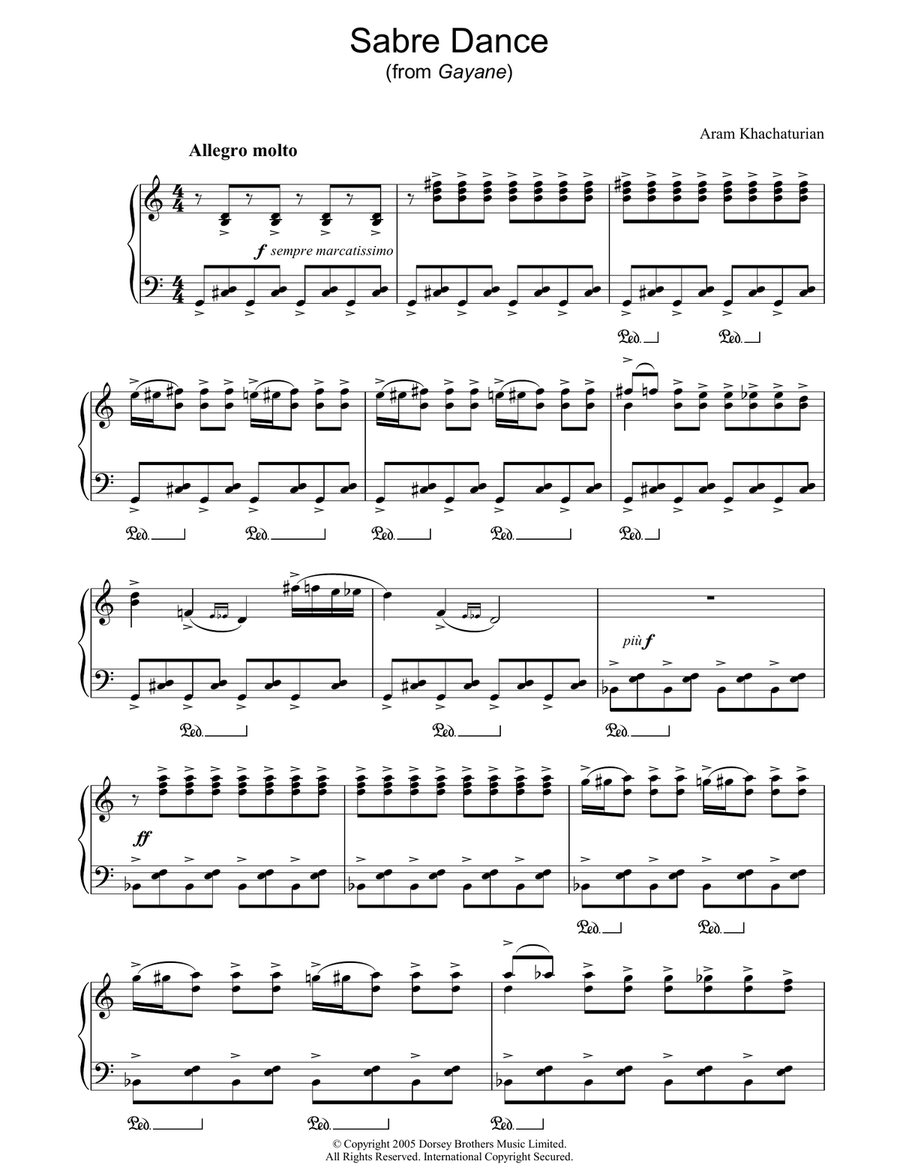 Sabre Dance Sabre Dance Piano Solo scores gallery preview page 1