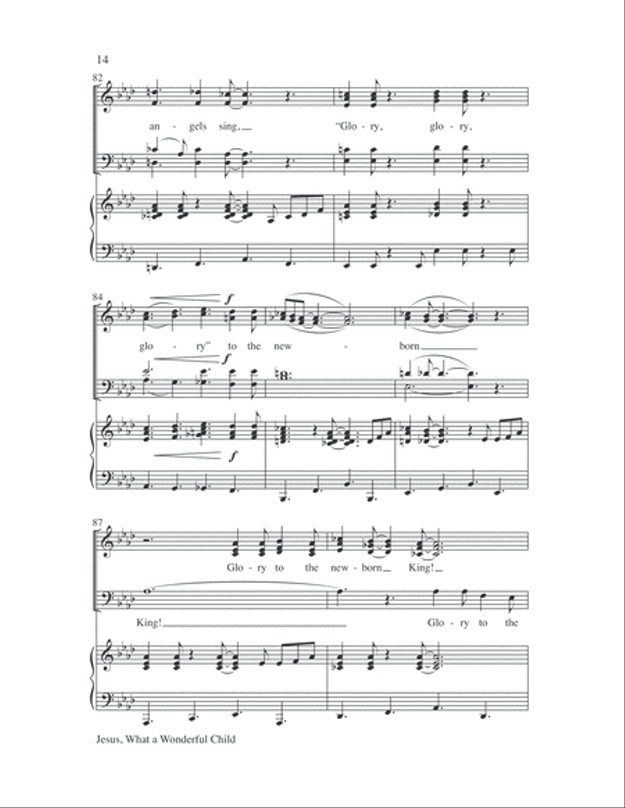 Jesus, What a Wonderful Child with Amen 4-Part scores gallery preview page 14