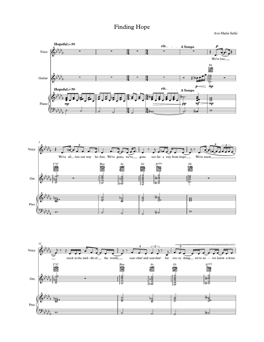 Finding Hope - Piano & Voice Piano, Vocal scores gallery preview page 1