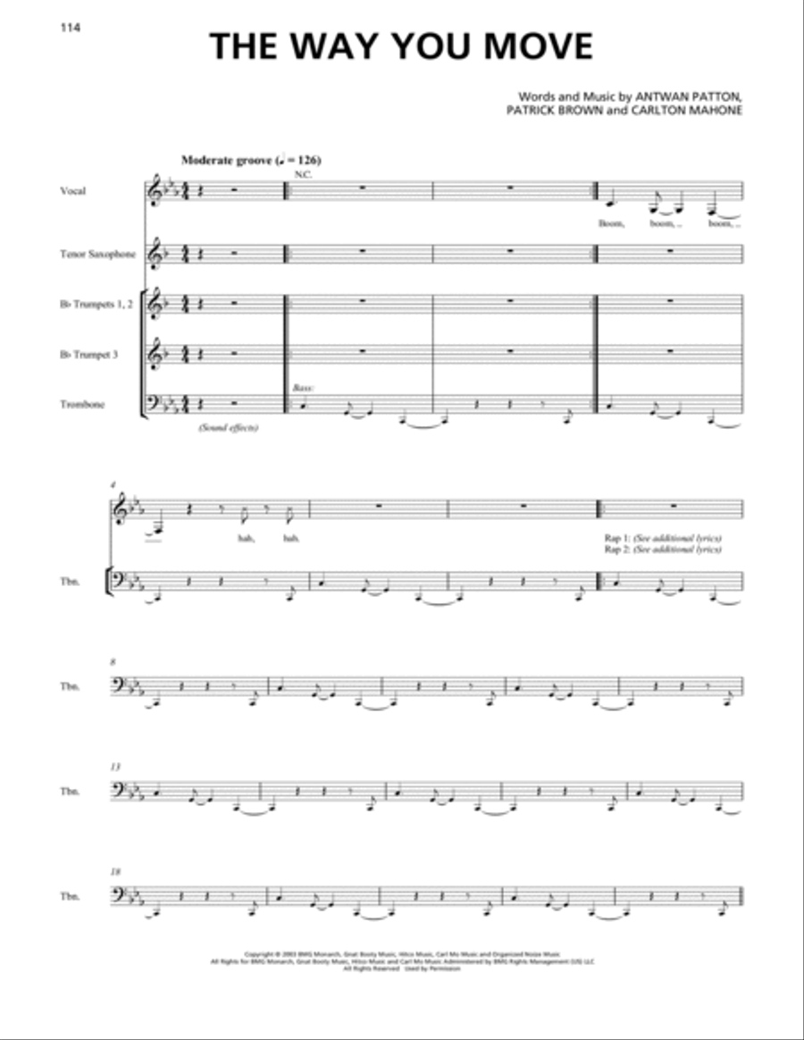 The Way You Move (feat. Sleepy Brown) (Horn Section) Horn scores gallery preview page 1